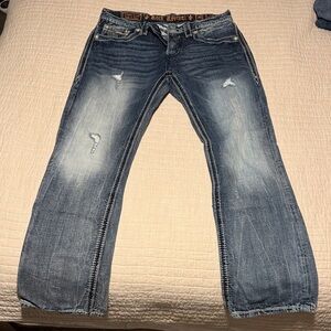 Rock Revival Distressed Blue Relaxed Jeans